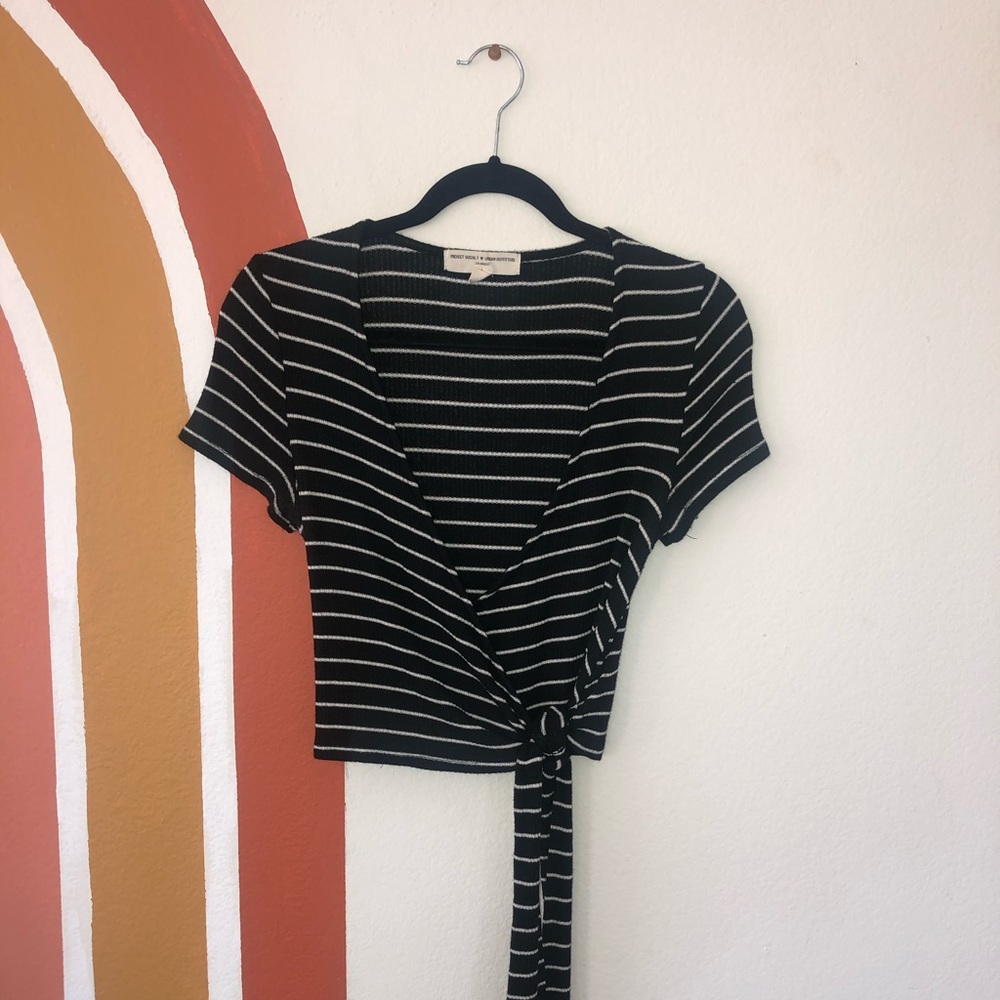 Urban Outfitters Black & White Striped Crop Top